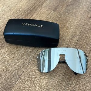 Versace Mirrored Silver Shield Sunglasses